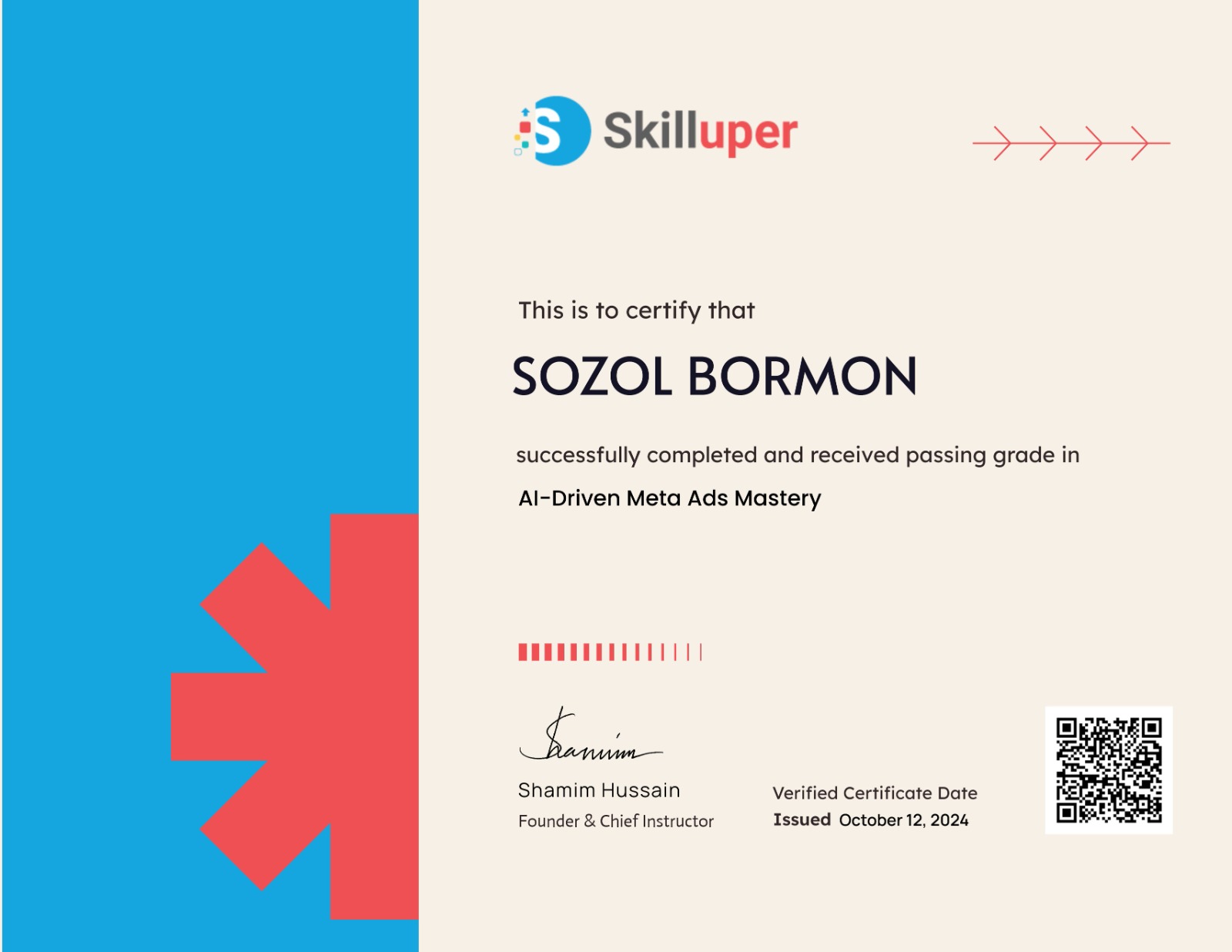 Google Ads Mobile Certificate of Freelancer Sozol